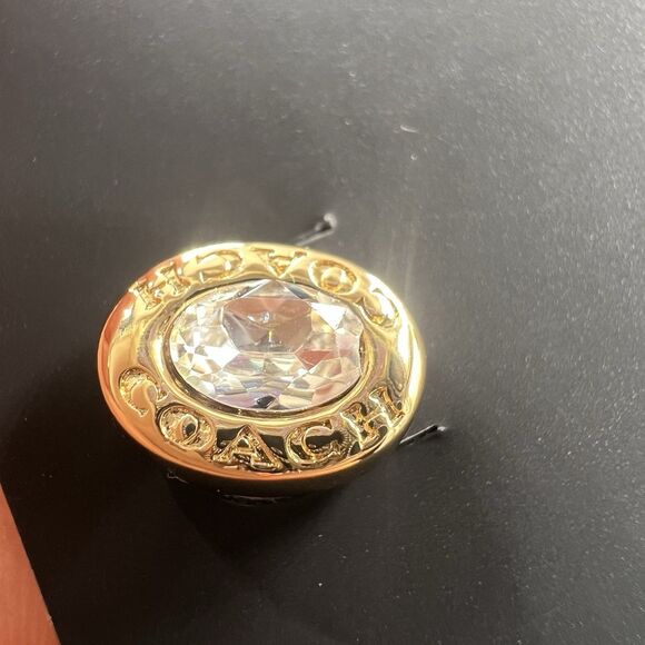 Coach Earrings Women's Oval Rhinestone Swarovski Crystal Stud Gold Tone New Gift - Picture 5 of 9
